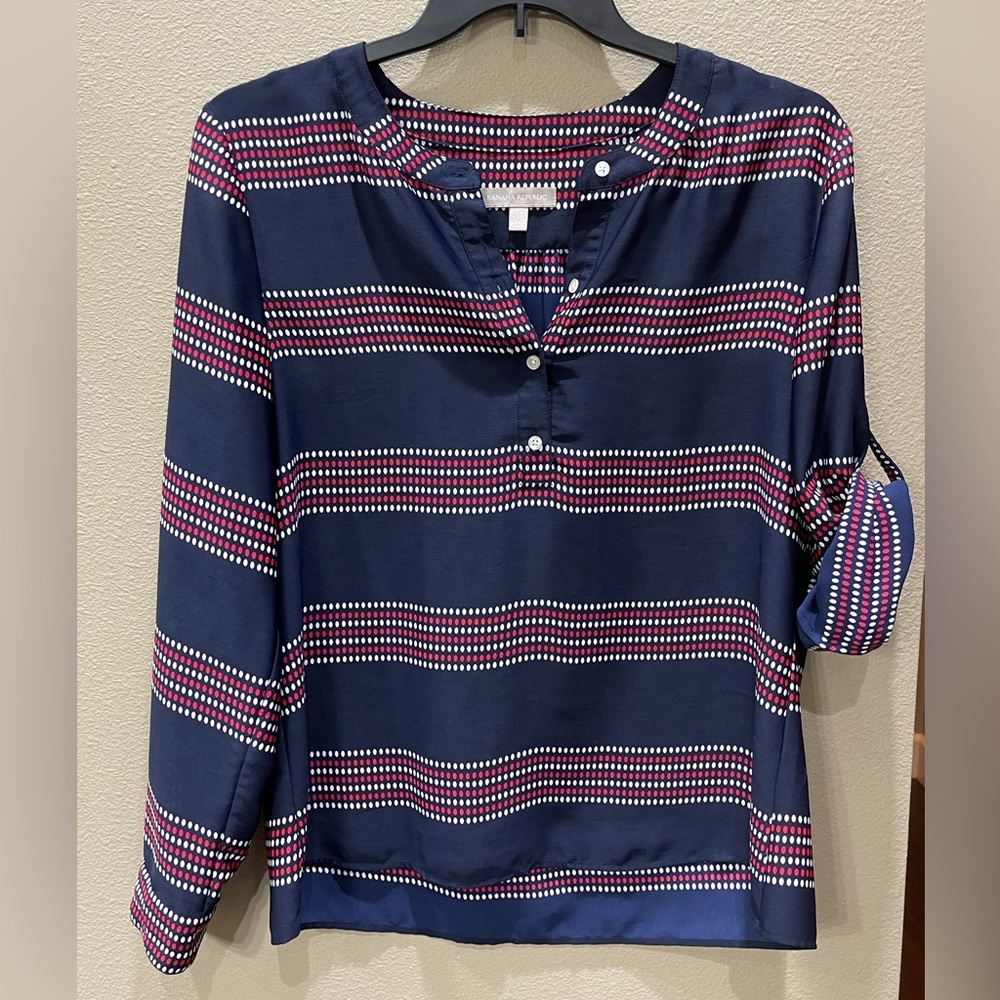 Navy blue sheer blouse